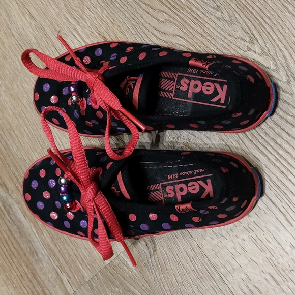 Keds polka dot beaded girls shoes size 10.5 - Picture 2 of 6